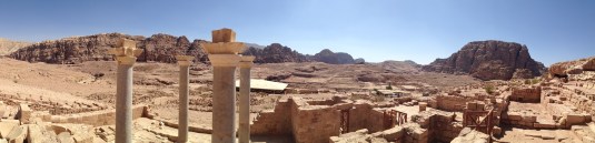 Petra Panorama behind blue church Jordan by eva the dragon 2013